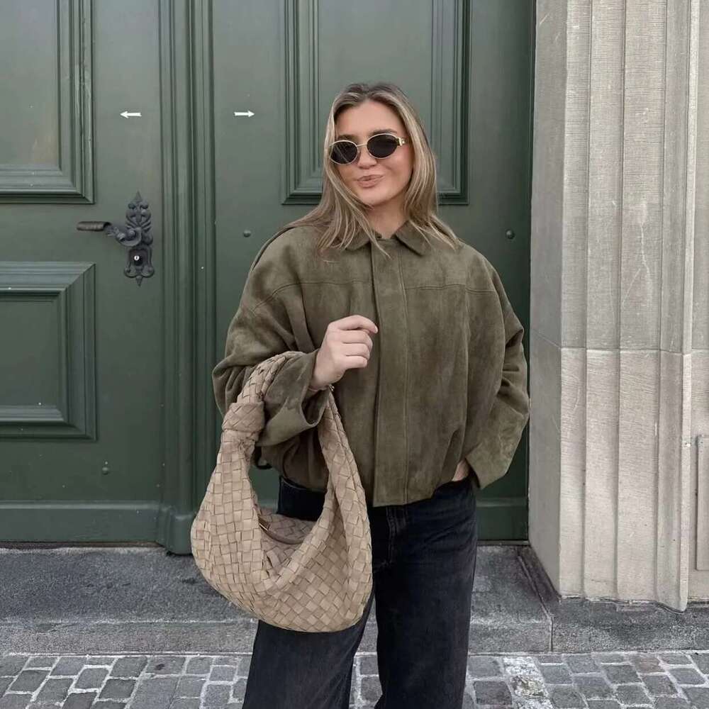 Designer Clothes 2025 RARA Spring New Arrivals Women's Suede Textured Bomber Street Style Casual All-Match Jacket