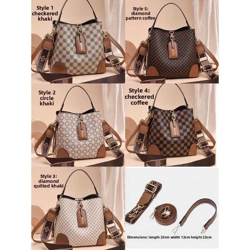 Bestselling new stylish womens bag BAGPU plaid bucket bag large-capacity shoulder bag crossbody bagT2511112