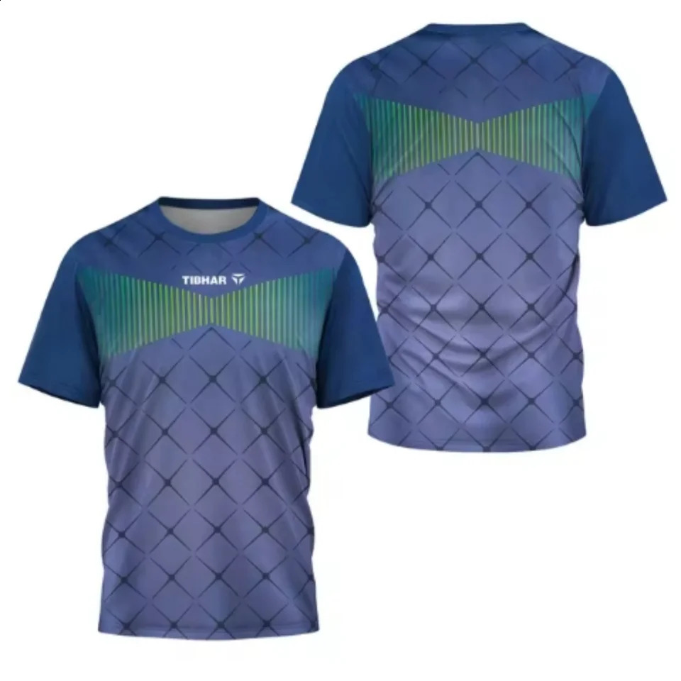 Summer Triangle Fragments Mens Table Tennis T-shirt Badminton Mens Quick Drying Breathable Short Sleeve 250411
