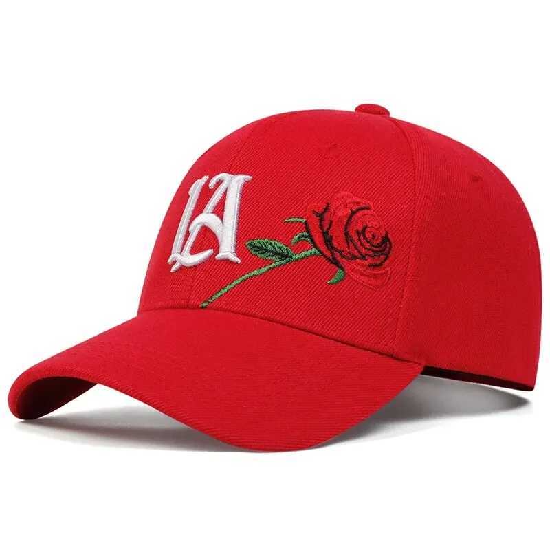 Neutral LA Rose Embroidered Baseball Cs Spring and Autumn Outdoor Adjustable Casual Hat Sunscreen HatXJ250411