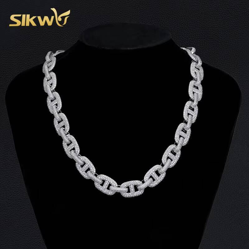 Iced-Out 925 Sterling Silver Mens Cuban Link Moissanite Hip Hop Rapper Style Infinity Chain Bracelet