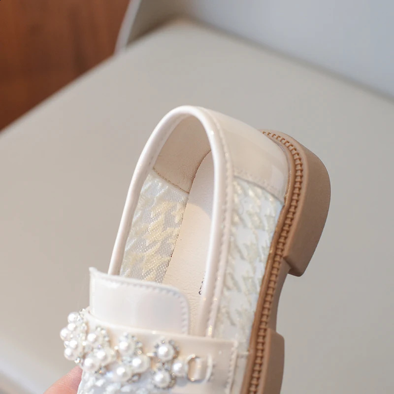 Girl Loafers Princess Lace Dress Girl Baby Shoes Oxford Apartment Childrens Church Uniform Moccasins Black Beige 250411