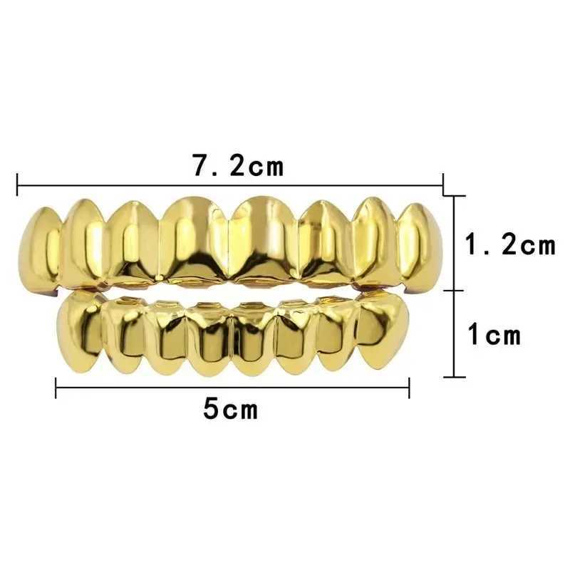 Gold plated silver plated HIP HOP tooth grill top and bottom grills real shiny vampire tooth set with silicone tooth grill W250412