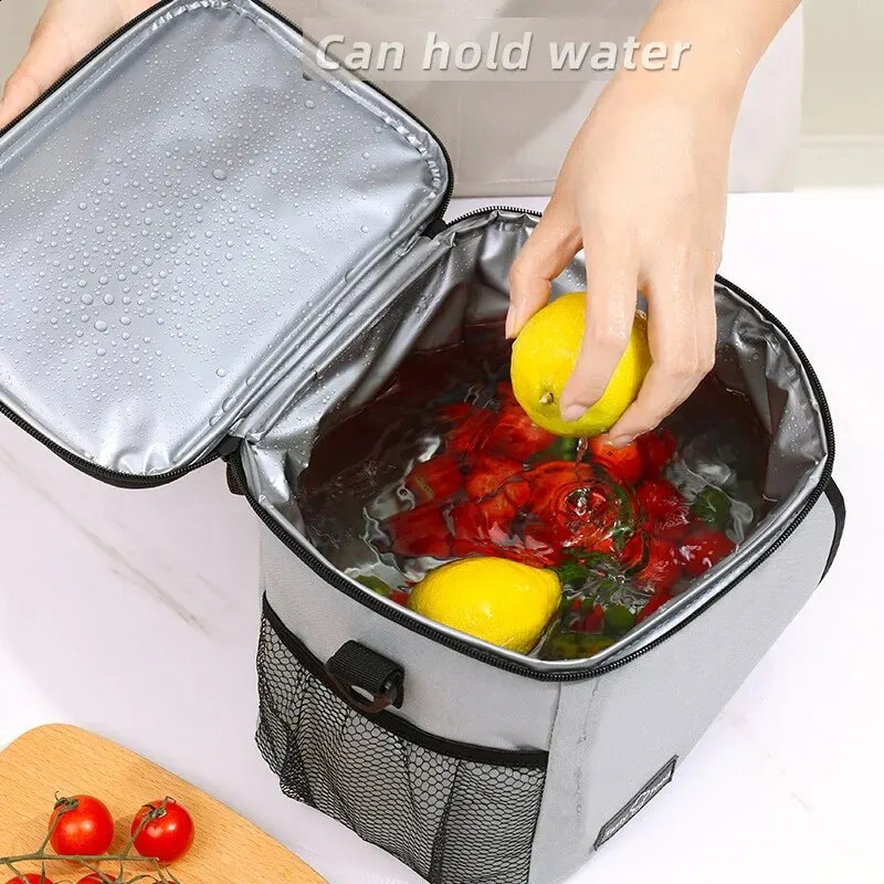 Portable handheld lunch bag with shoulder strap outdoor picnic bag cooling food bag student leak proof lunch bag 250410