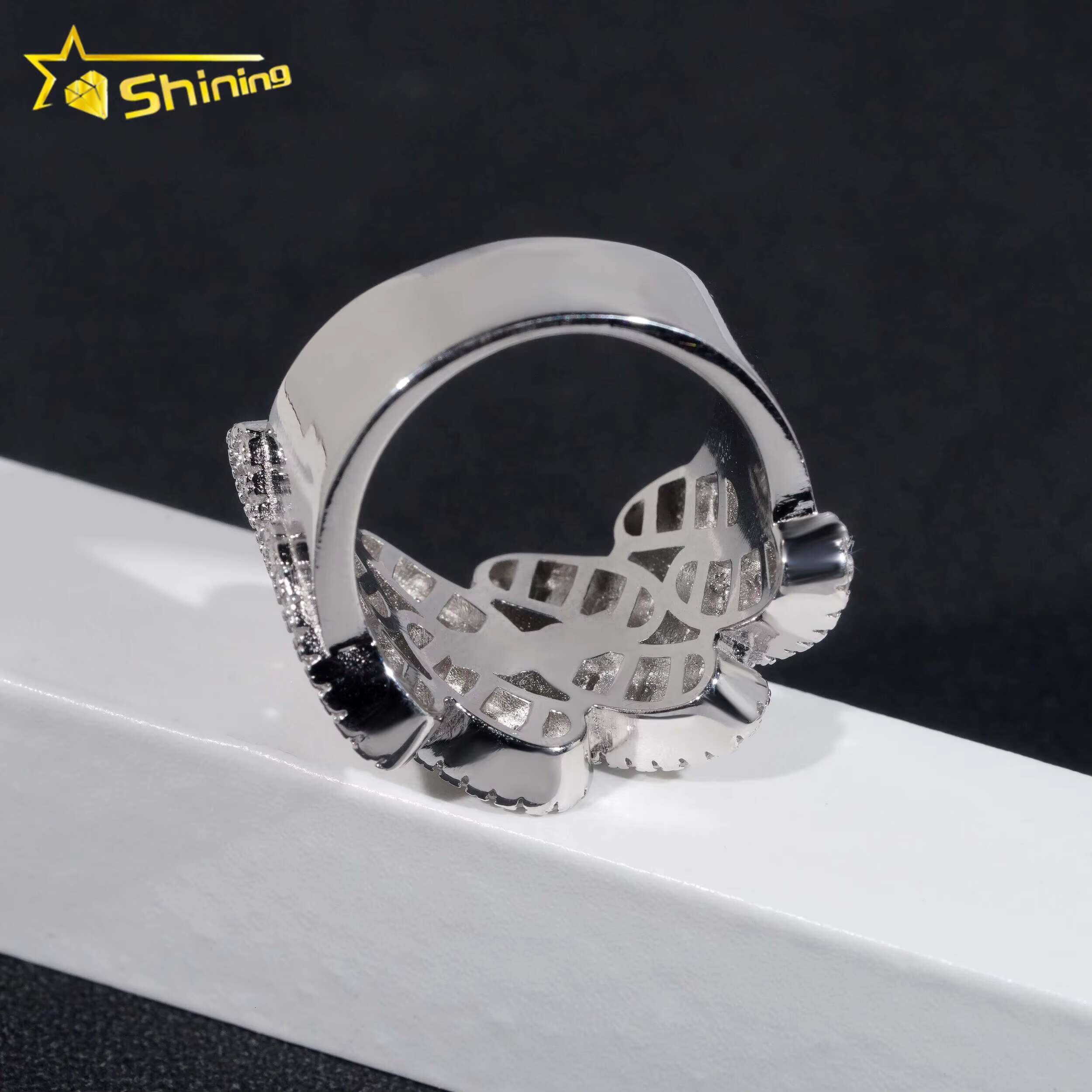 High Quality Iced Cuban Rings Baguette Diamond 925 Sterling Silver Hip Hop Moissanite Mens Ring