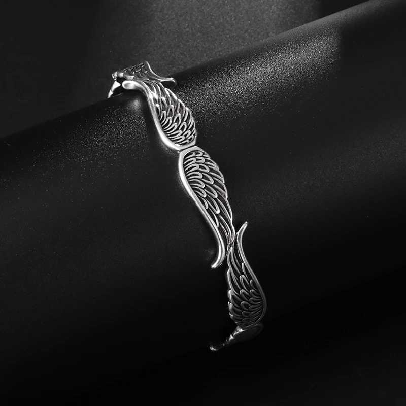 New Retro Creative Design Angel Wings Metal Open Bracelet Men Women Cool Glamour Party Bike JewelryC250411
