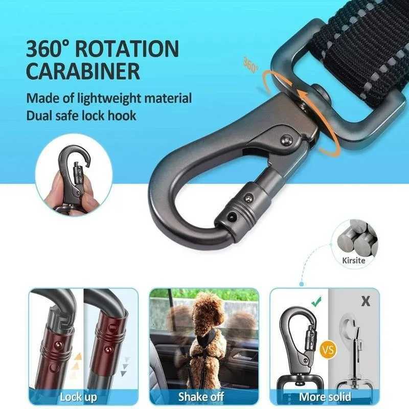 3-in-1 pet dog car seat with nylon reflective adjustable pet seat vehicle lead clip safety towing rope suitable for small and large dogs Y250412