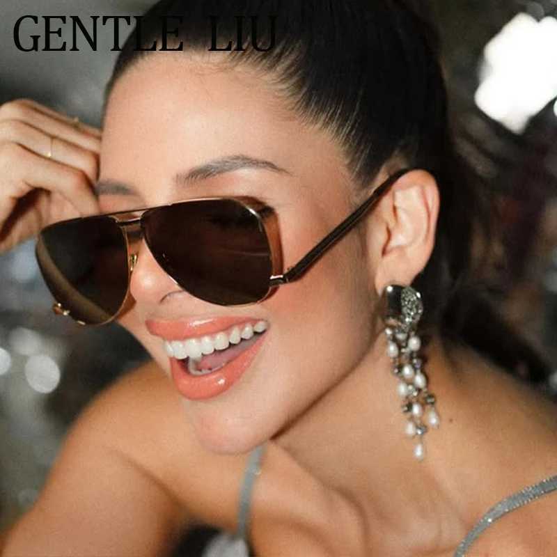 Oversized Pilot Mask Sunglasses Women 2025 Luxury Brand Vintage Oval Big Frame Sun Glasses For Ladies Driving Eyewear UV400 Z250411