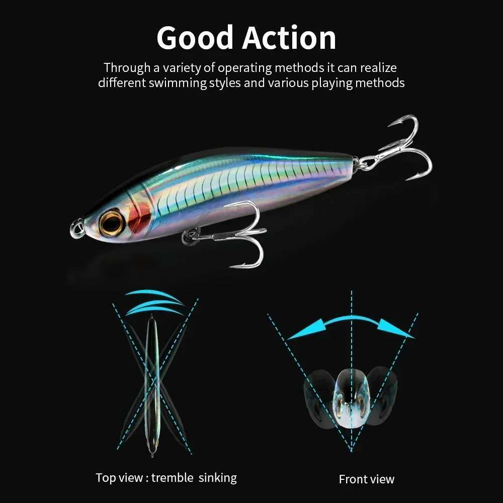 Sinking Pencil Lure 12.5g 24g Fishing Weight System Jerkbait Popper Hook Swimbait Pesca Tackle Cast Deep Minnow Silicone Bait Z250411