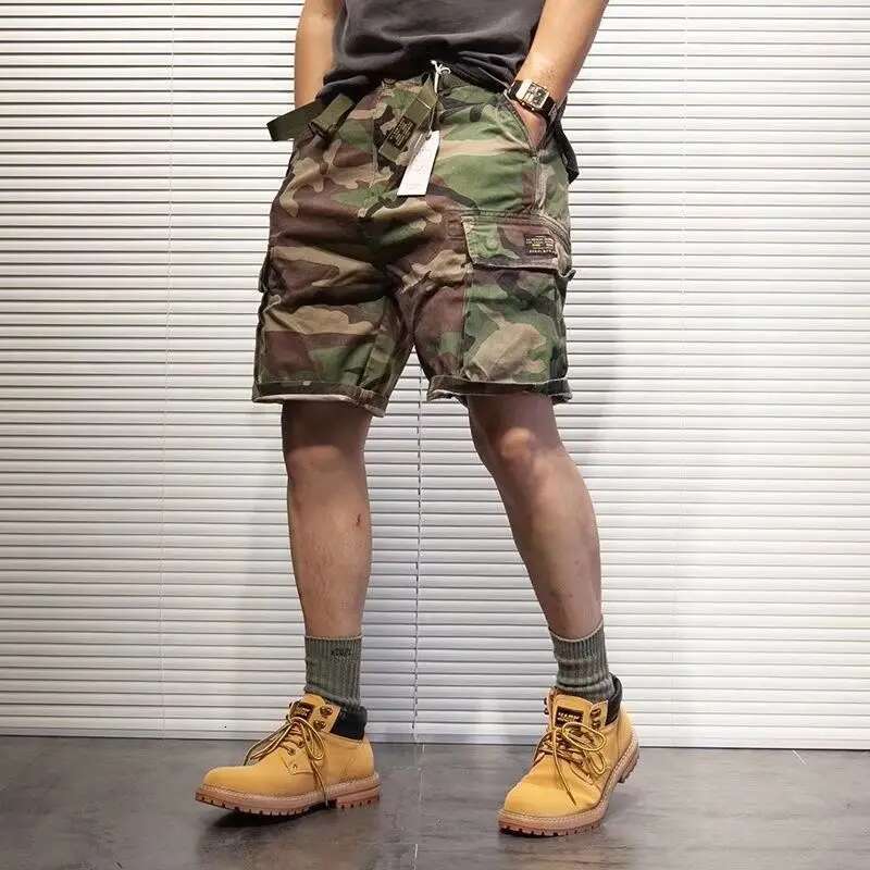 2024 Men's Summer Fashion Loose Multi-pocket Male Camouflage Sports Cargo Shorts Men Casual Straight Short Pants K29