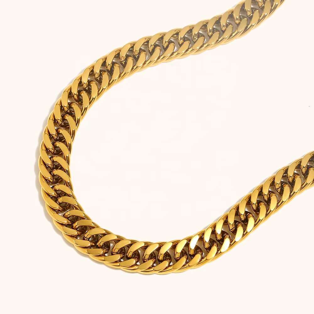 Matte Waterproof Hip Hop Stainless Steel Gold Plated Cuban Chain OT Buckle Jewelry Necklace