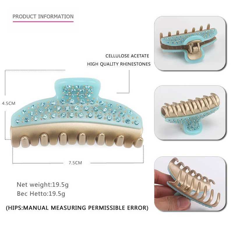 Handmade Spark Rhinestones hair clips suitable for women girls luxury French style luxury acetate hair accessories jewelry Y2504012