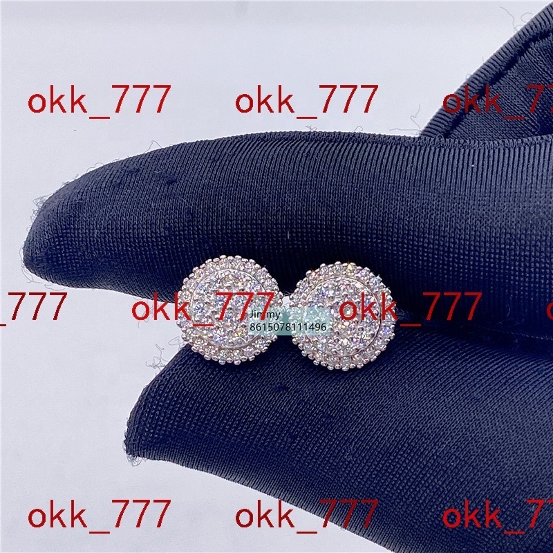 Best Selling Rappe Stock Wholesale Price 925 Silver Iced Out Jewelry Vvs Moissanite Diamond Round Shape Men Stud Earrings