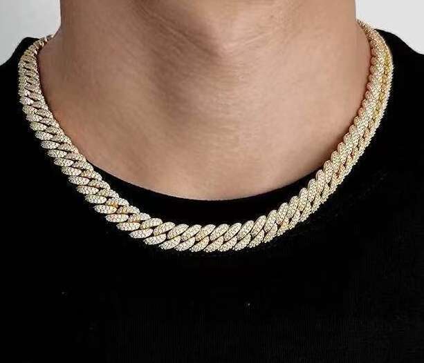 moissanite necklace Hip Hop pendant jewelry Sterling Silver gold Sterling Chain For Men necklace miami cuban link chain chains for necklaces gemstone 