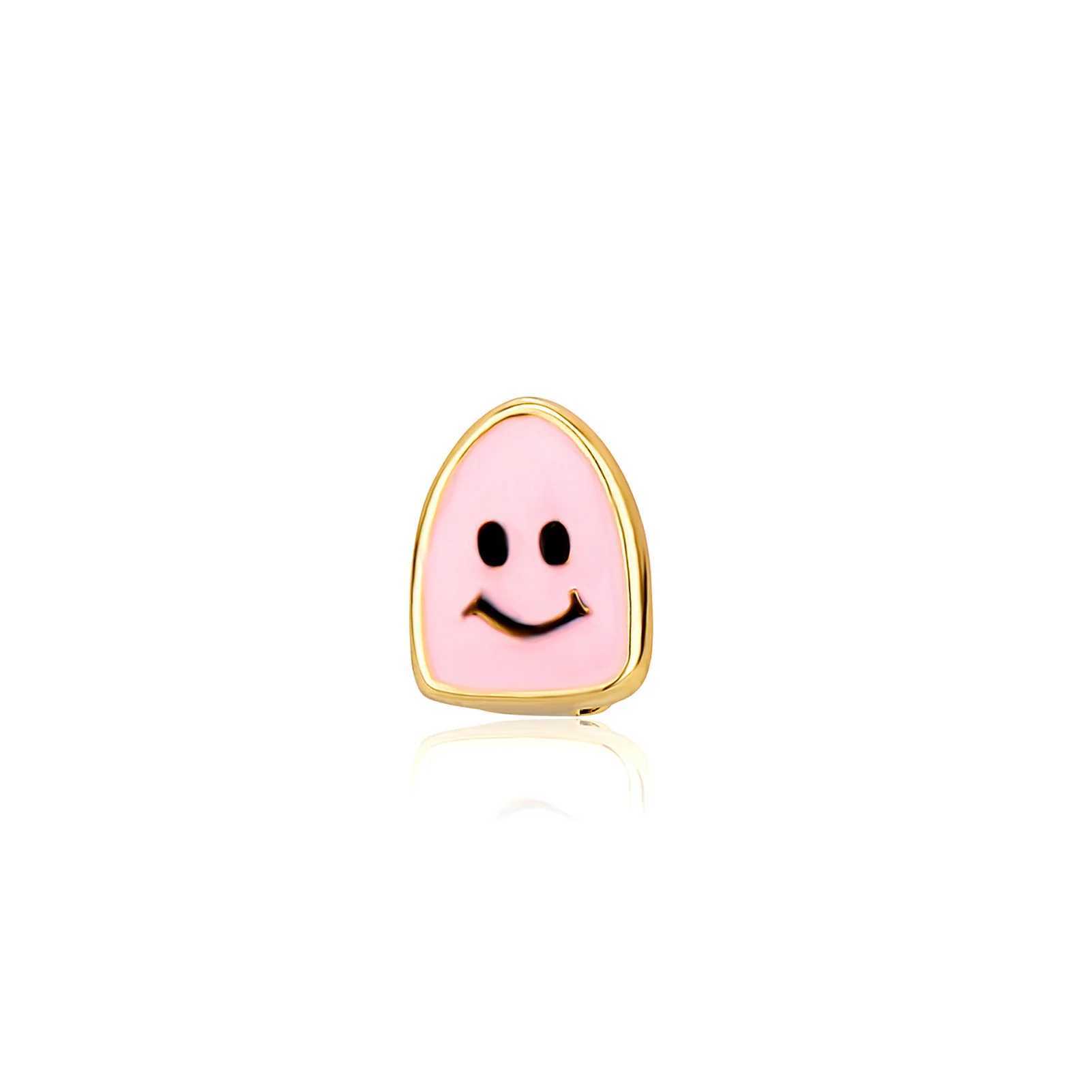 Single smiling face cute oil dripping tooth set gold-plated version suitable for male and female rap streets W250412