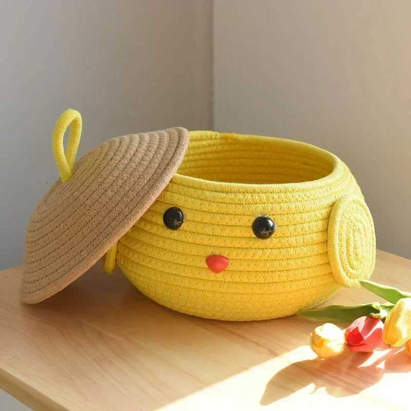 Hand Woven Storage Basket Cotton Rope Cute Basket Snack Toys Organizer Desktop Make Up Storage Box He Decor Y251112