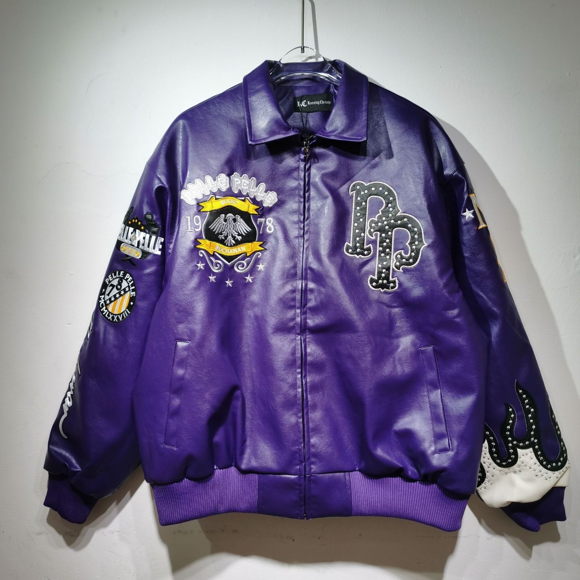 pelle pelle leather jackets Designer Mens Jackets Diamond Encrusted Eagle Leather Jacket Wide Sheep Leather Windbreak Bomber 1978 Limited Edition Luxury Coats