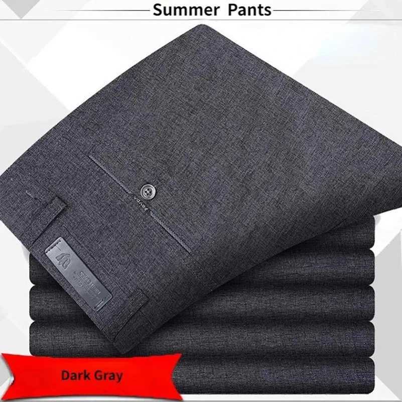 Summer thin autumn thick casual pants mens straight pants formal long Trouser adult solid color flat design set business pants KOACUS W250411