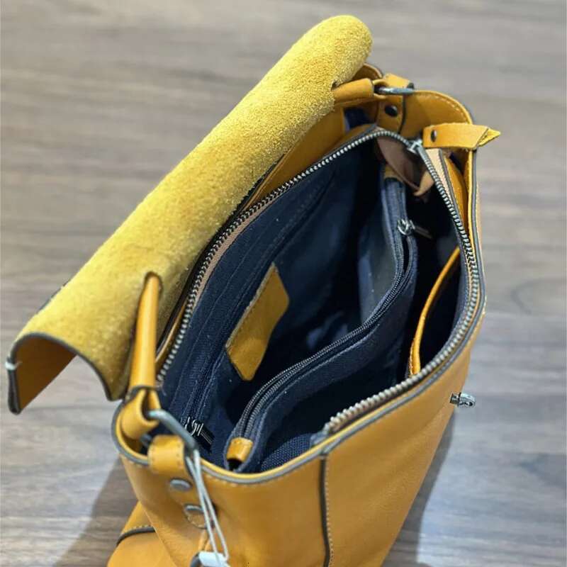 2025 Autumn New Handmade Retro Genuine Leather Women's Bag Versatile Soft Cowhide Solid Color Shoulder Crossbody Bags