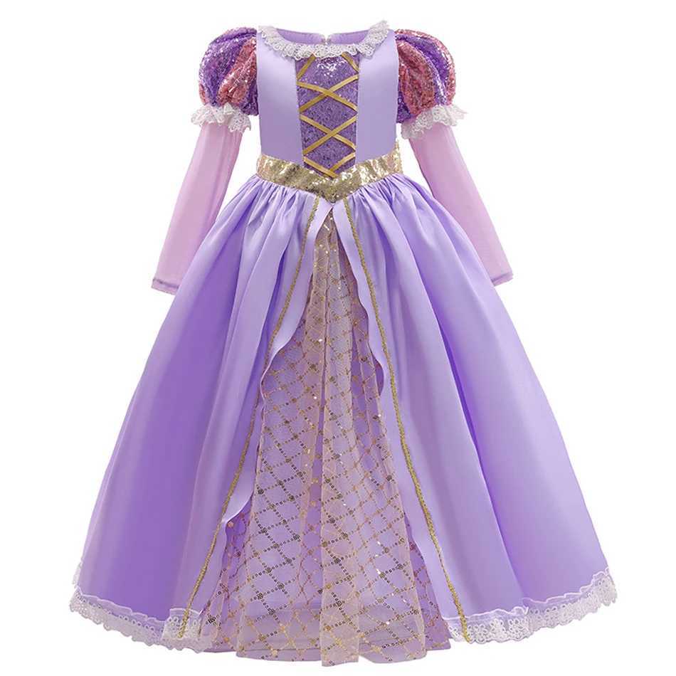 Disney Rapunzal Princess Girl Dress Role Play Entangled Halloween Party Vestido Childrens Birthday Christmas 2-10TXJ250411