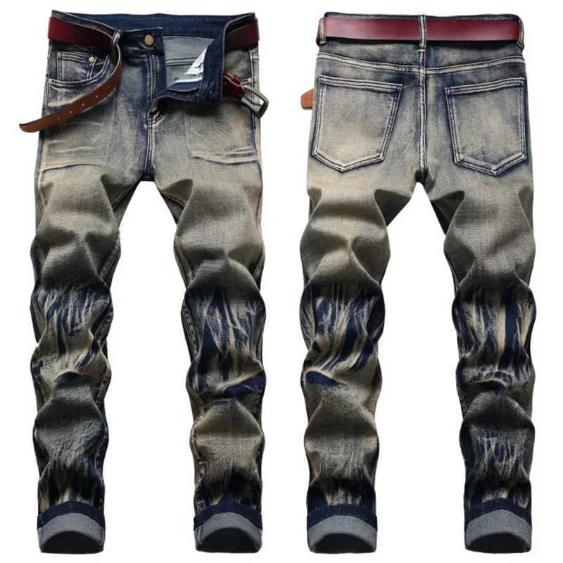 2021 popular fashion mens brand bicycle jeans original retro elastic straight denim Trouser Plus size 29-42 W250412
