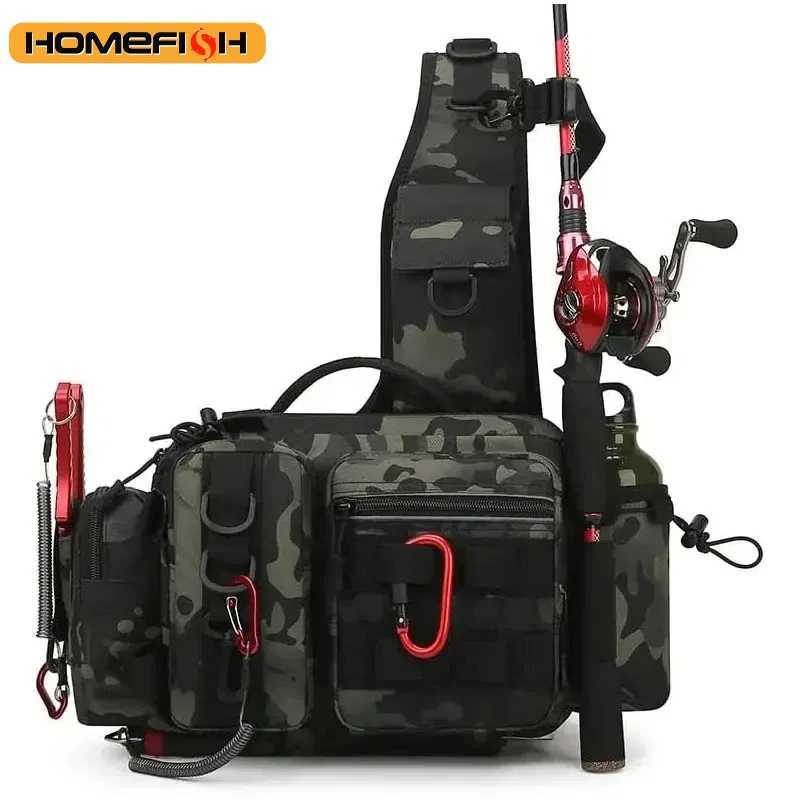 DY1 Fishing Equipment Bait Box Gear Storage Bag Mens Waist Bag Fly Fishing with Rod Holder Drain Water and Wear Resistant Z250411