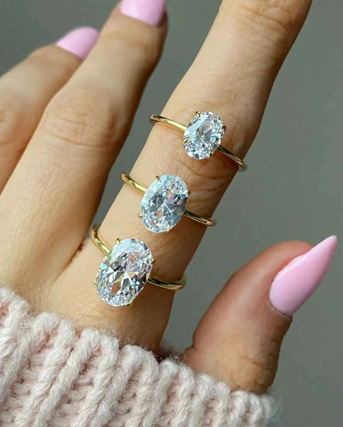 Oval Cut Moissanite Engagement Wedding Ring Jewelry 925 Silver Minimalist Engagement Rings for Women