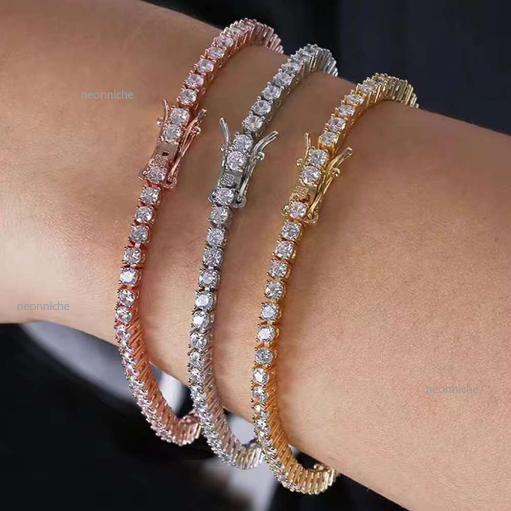 High Quality k Chain Tennis Bracelet VVS1 GRA Moissanite Sterg Sier Rose/Yellow Gold Plated Hip Hop Style Hight