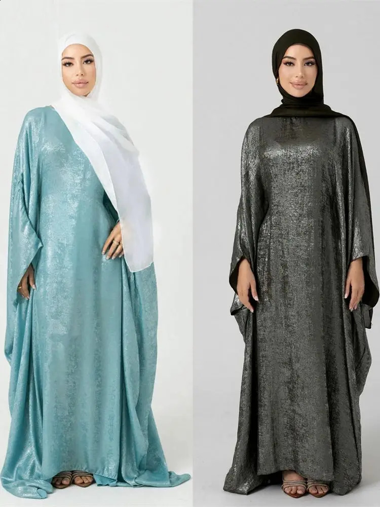 Batwing Butterfly Satin Khimar Abaya Dubai y Muslim Maxi Dress Kaftan Abayas Womens Ka Caftan Robe Tank Top 250411