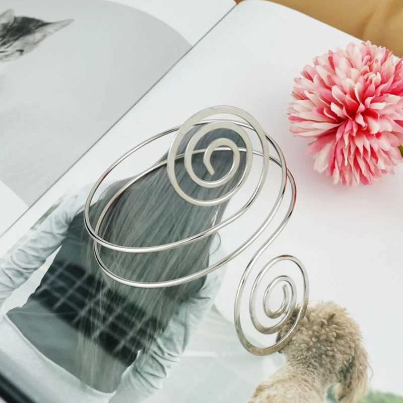 Alloy Spiral Armband Swirl Upper Arm Cuff Armlet Bangle Bracelet Egyptian Costume Accessory for Women Gold Silver ColorC250411