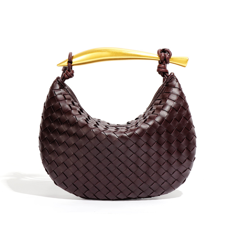 2025 New Solid Color Dumpling Bun Woven Bag Handbag Casual Single Shoulder Cross Shoulder Women's Bag