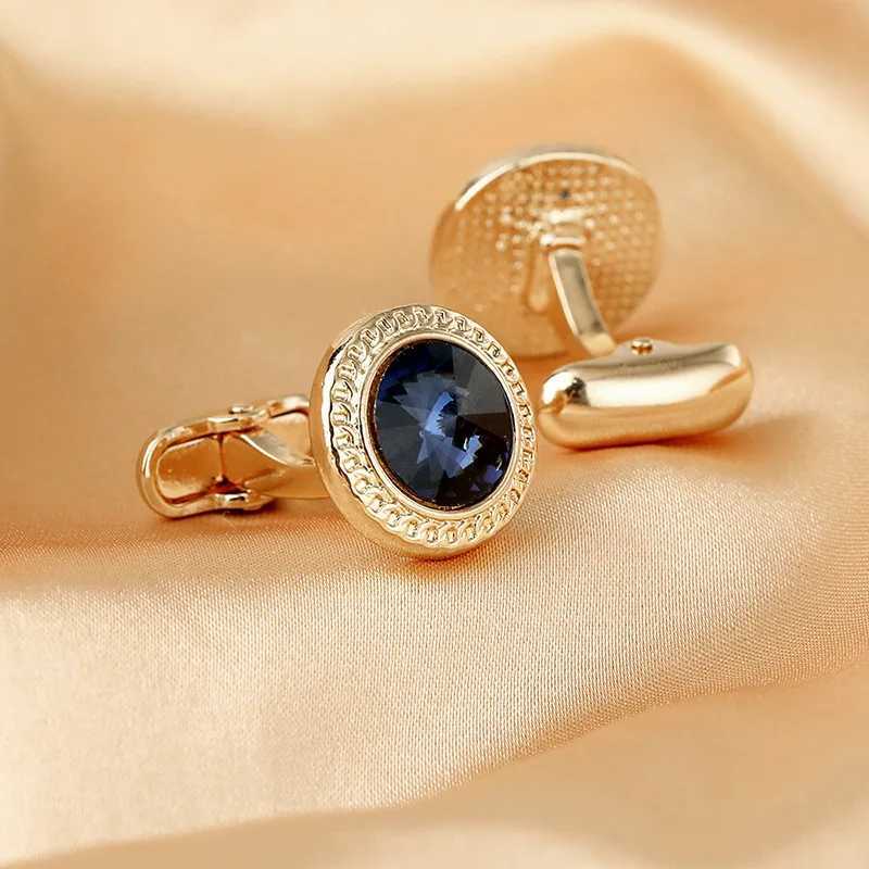 Advanced mens jewelry luxury zircon cufflinks classic round shirt cufflinks alloy wedding accessories business giftsT250412