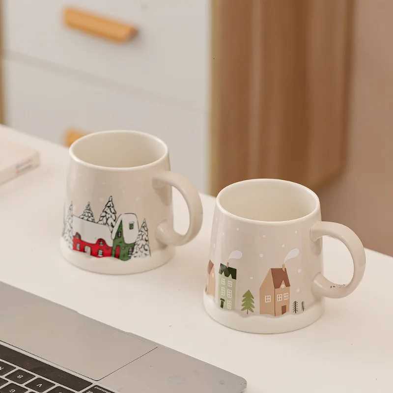 Christmas 1PC Large Capacity Ceramic Christmas Mug Holiday Theme Home Life Xmas Christmas Mug Festival Themed Supplies Y251112