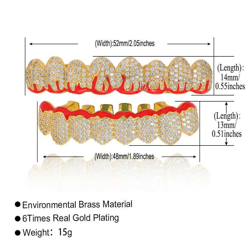 Ailodo hip-hop enamel fire tooth grill suitable for men and women cubic zirconia ice out grill suitable for your teeth rapper clothing oral grill W250