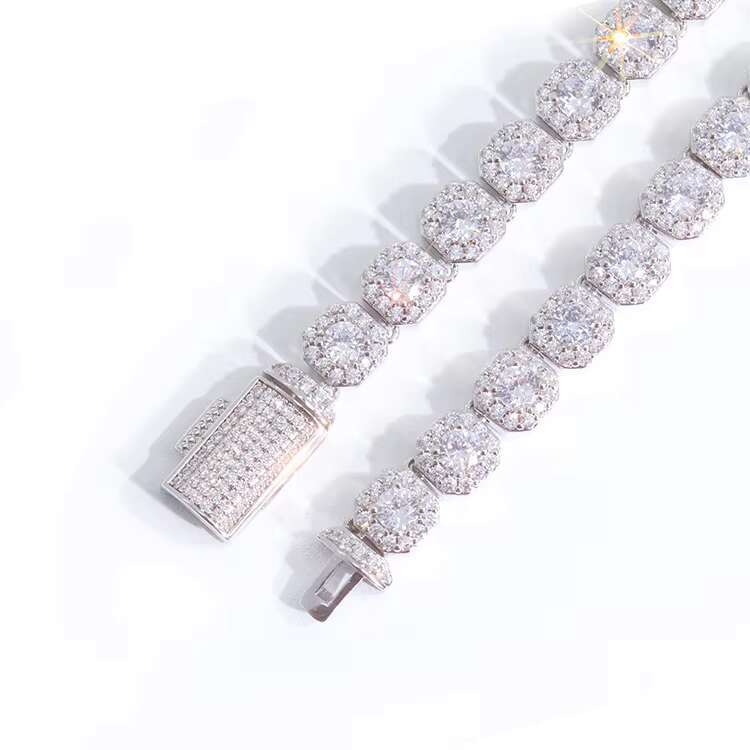 Design Hot Sale Elegant Chain S925 Sterling Silver Large Tennis Iced Out halo VVS Moissanite Cuban Chain for Jewelry Gift