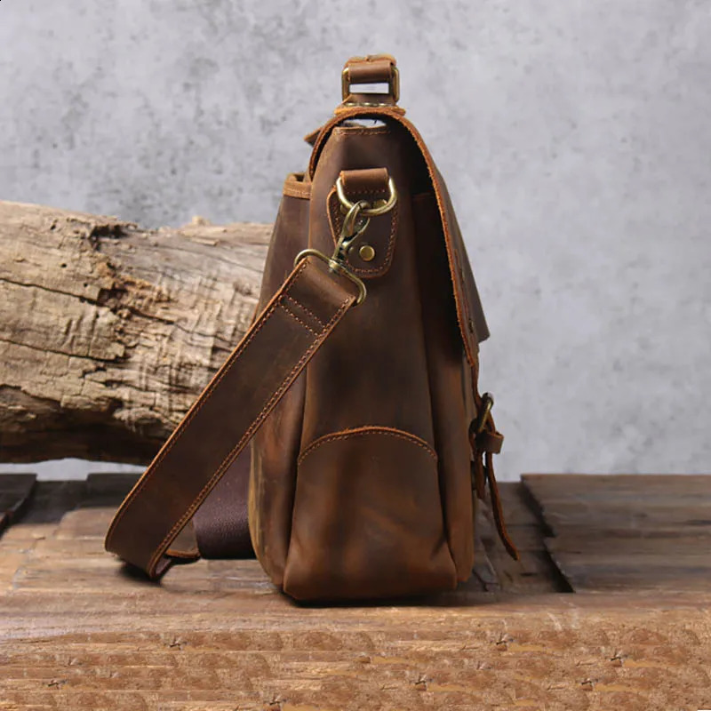 Luufan Mens Briefcase Genuine Leather A4 File Document Handbag Male Soft Cow Leather Laptop Shoulder Bag Business Computer Bag 250407