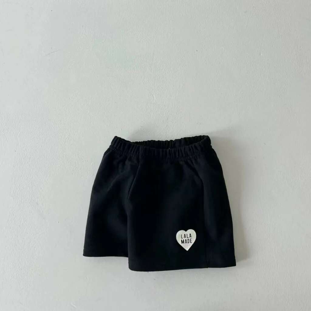 Korean Summer Boys and Girls Comfortable Pure Cotton Solid Elastic Waist Love Casual Versatile Shorts