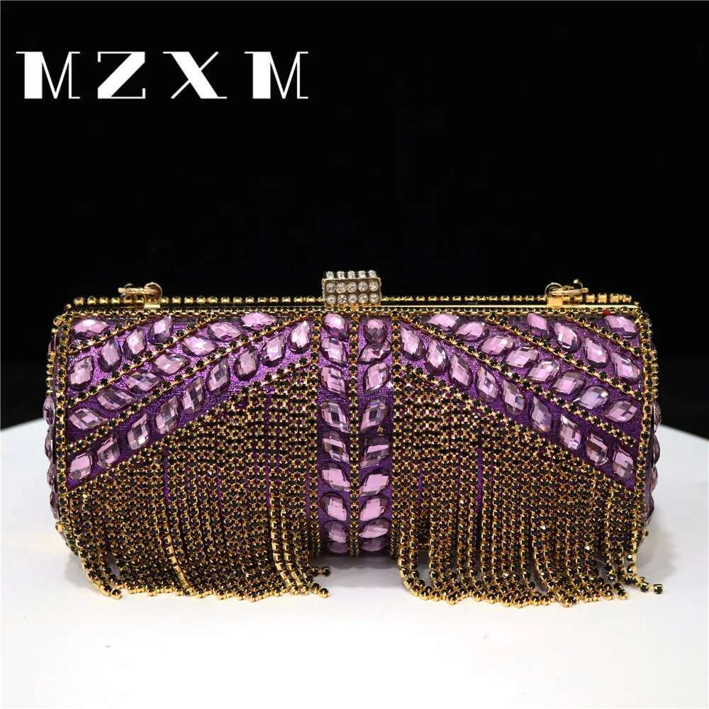 Nable Women's Chain Shoulder Crossbody Cydrical Tassel Rhie Design Handbag Evening Flash Bag