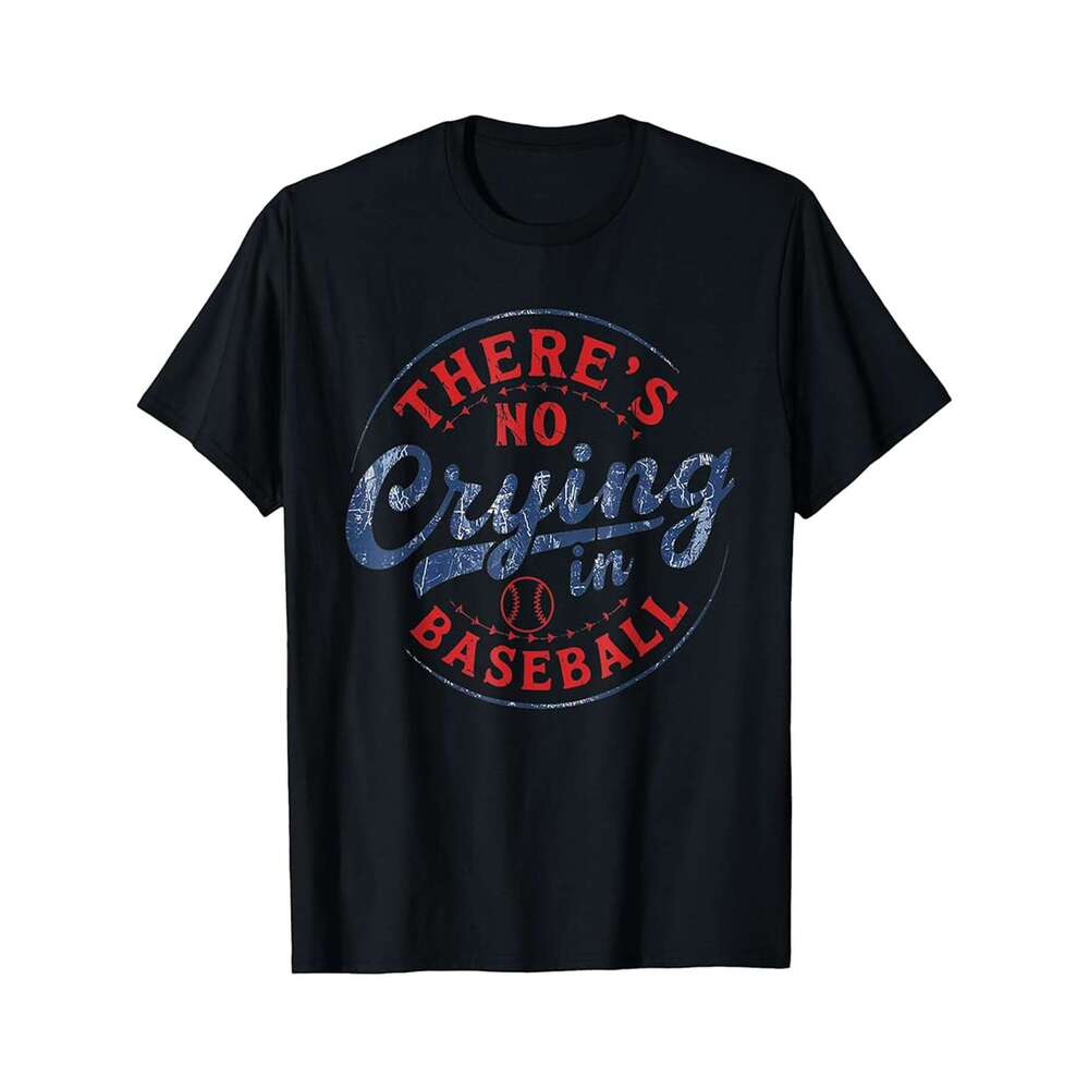Designer T shirt There Is No Crying In Baseball Funny Game Day Baseball Mom ,100% cotton, short sleeve, Wrinkle resistant, Casual, comfortable fit - 2