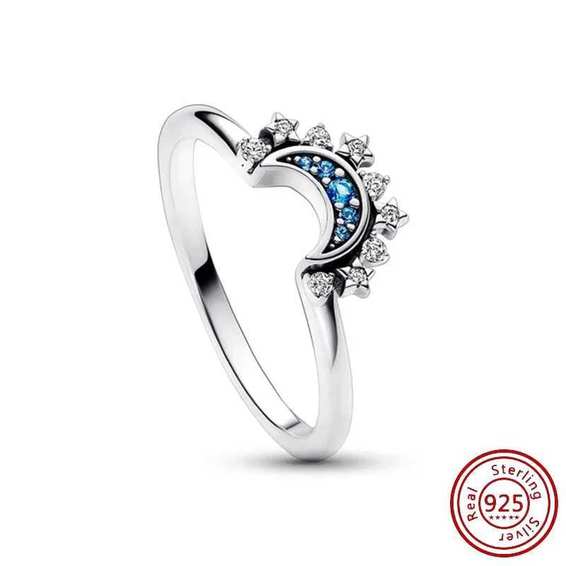 New Hot 925 Silver Crown Sparkling Ring Sun Moon Sky Bone Womens Set Ring Wedding DIY Charm Luxury DIY Jewelry GiftXJ250412