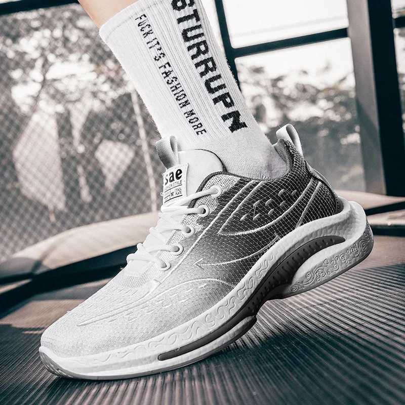 Mens Shoes Four Season Mesh Sports Shoes Lightweight Shock-absorbing Running Shoes Fashionable and Trendy Youth Casual ShoesC250411