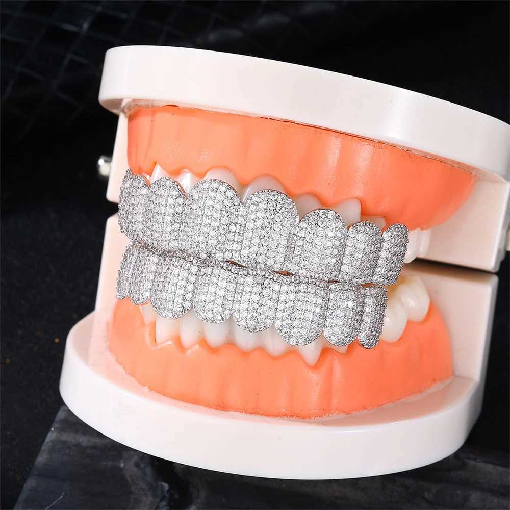 D Z Sparkling Cubic Zirconia Grilz Set Suitable for Neutral Style Upper and Lower Removable Dental Gold Silver Fashion Jewelry W250412