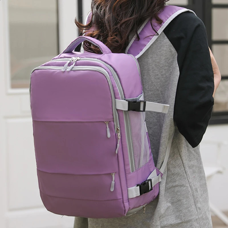 Travel Backpack Women Large Capacity Waterproof Anti-Theft Casual Daypack Bag with Luggage Strap USB Charging Port Backpacks250403
