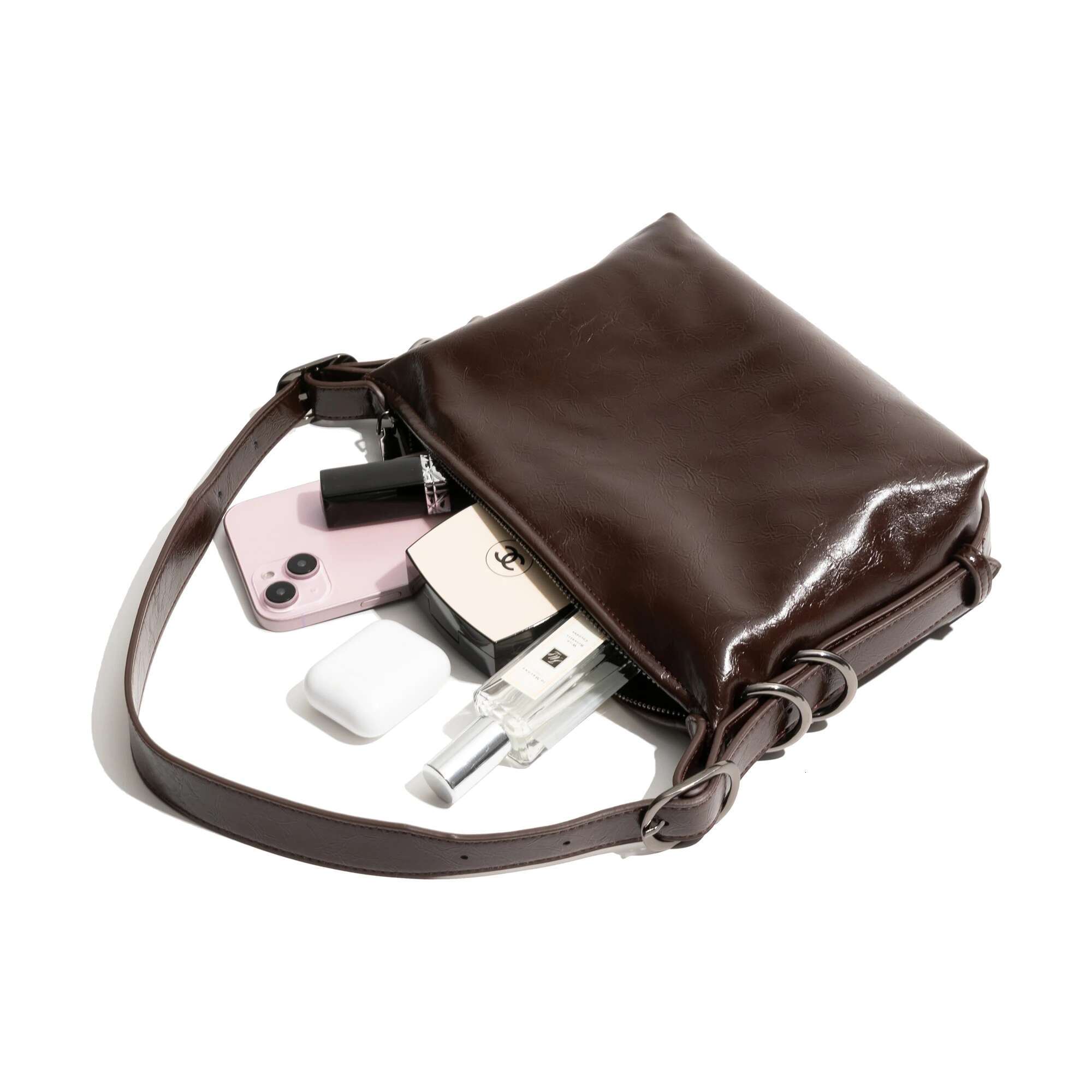 KOKOPAES Vintage PU Square Underarm Shoulder Bag Solid Color Smooth Leather Simple Phone Purse Ladies Shopping Handbag