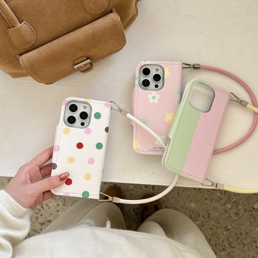 Flip Cover Heart Polka Dot Phone Case Compatible with iPhone 17/16 Pro Personalized Shockproof iPhone 15/14 Pro Max