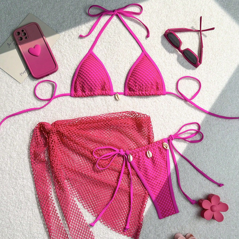 Women's Clothing Mesh Three Piece Split Bikini Swimsuit