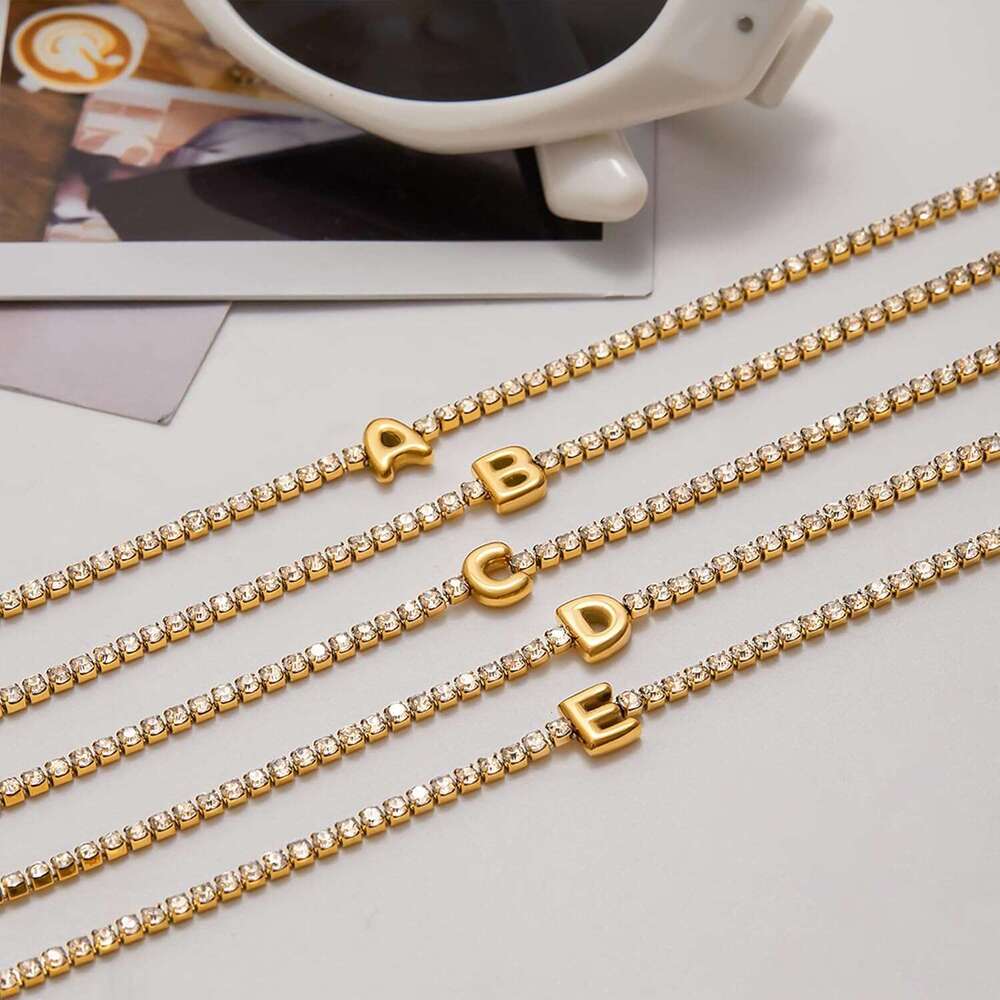 Initial Bracelets - Trendy Personalized Gold Letter Charm Bracelet, Statement Cute Simple Fashion Chain Jewelry Gift for Women