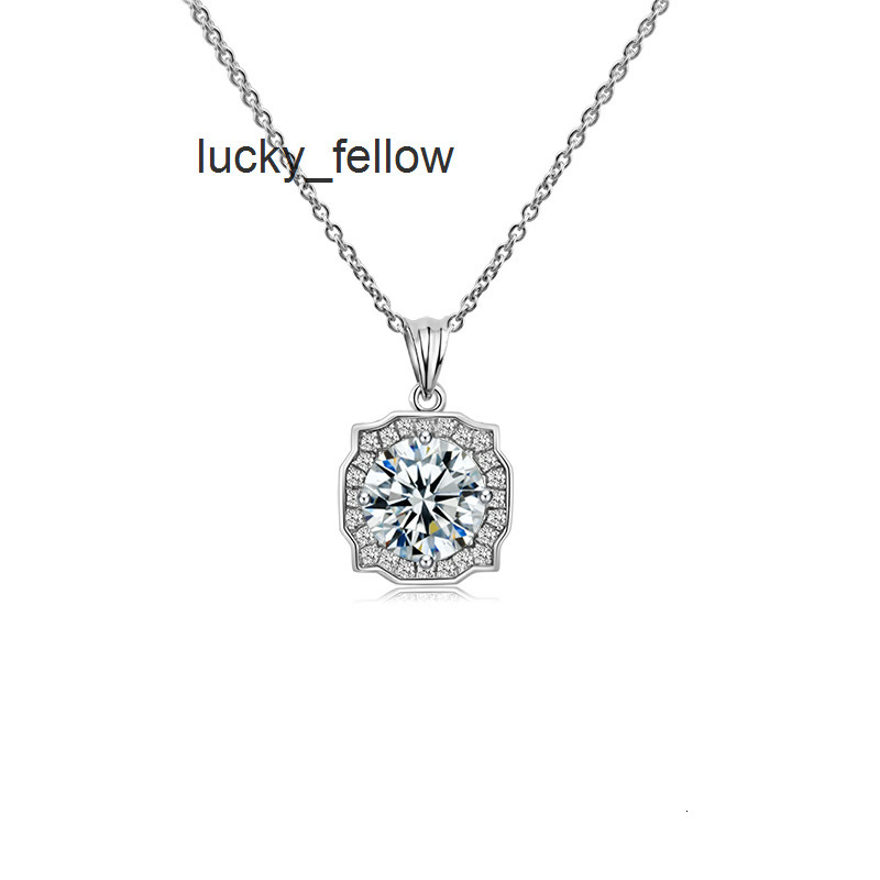 925 Silver Moissanite Necklace with 0.5ct round VVS/D GRA Certificate Bridal Engagement Gift for Women