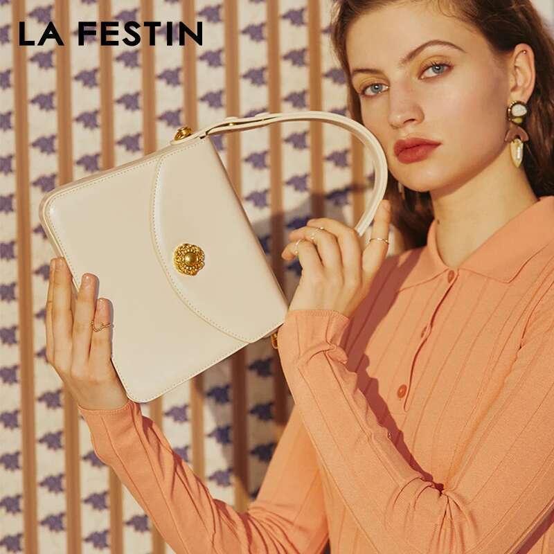 LA FESTIN Original Designer 2024 Fashion Handbag Women Crossbody Shoulder Female Messenger Portable Square Leather Bag