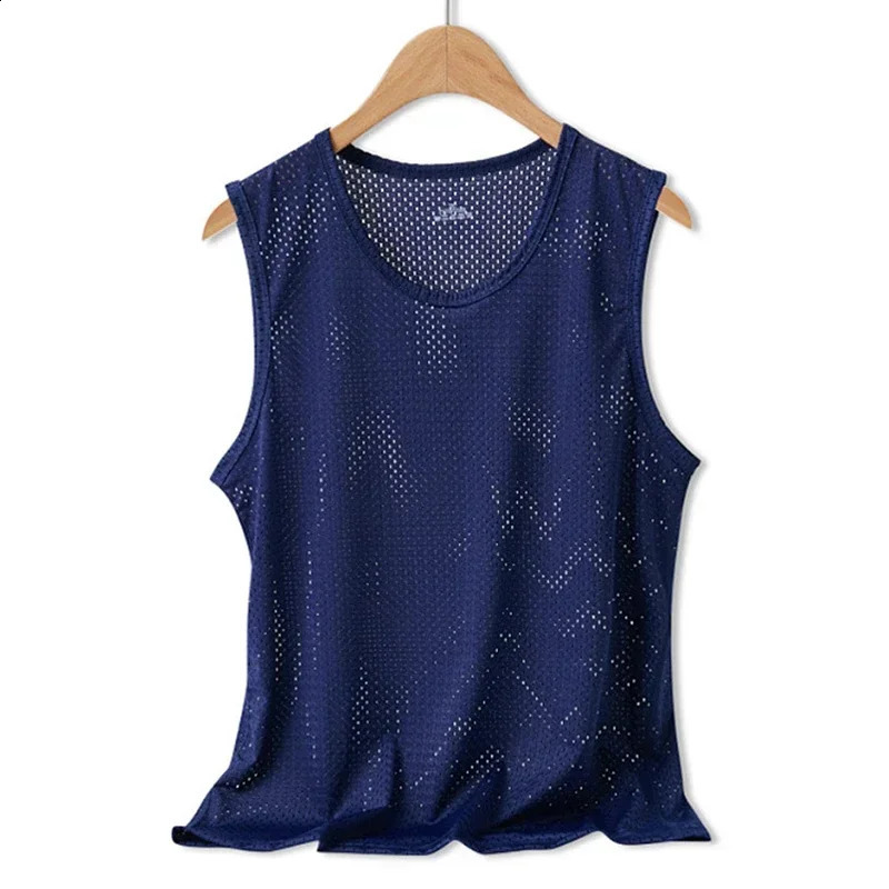 Mens ice silk vest underwear mens transparent shirt fitness net breathable sheet 250407